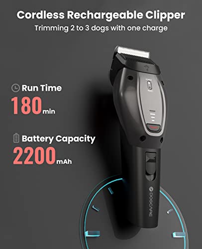 DOG CARE Smart Dog Clippers for Grooming with 3 Speeds, Auxiliary Light, Cordless Professional Dog Grooming Clippers, Low Noise Rechargeable Heavy-Duty Pet Hair Shaver for Dog Cat 2023 Upgraded