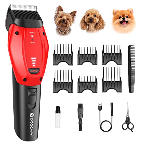 DOG CARE Smart Dog Clippers for Grooming with 3 Speeds, Auxiliary Light, Cordless Professional Dog Grooming Clippers, Low Noise Rechargeable Heavy-Duty Pet Hair Shaver for Dog Cat 2023 Upgraded