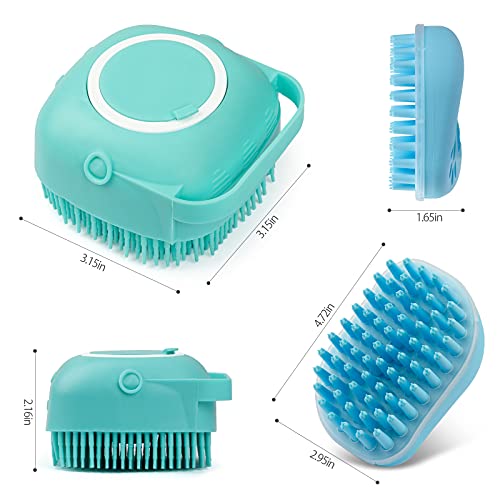 2Pack Dog Bath Brush, Soft Silicone Pet Shampoo Massage Dispenser Grooming Shower Brush for Short Long Haired Dogs and Cats Washing, ISWAYSTORE