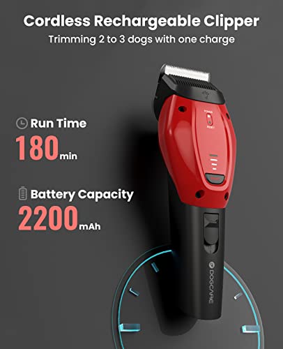 DOG CARE Smart Dog Clippers for Grooming with 3 Speeds, Auxiliary Light, Cordless Professional Dog Grooming Clippers, Low Noise Rechargeable Heavy-Duty Pet Hair Shaver for Dog Cat 2023 Upgraded