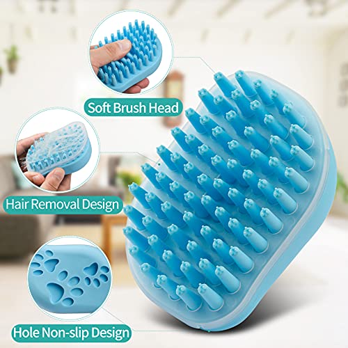 2Pack Dog Bath Brush, Soft Silicone Pet Shampoo Massage Dispenser Grooming Shower Brush for Short Long Haired Dogs and Cats Washing, ISWAYSTORE