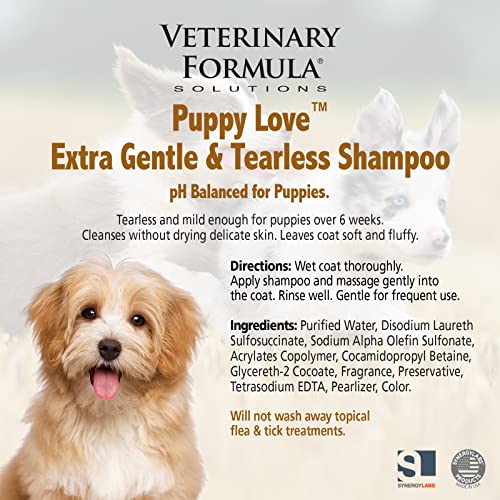 Veterinary Formula Solutions Puppy Love Extra Gentle Tearless Shampoo, 17 oz – Safe for Puppies Over 6 Weeks –Puppy Shampoo with Fresh Scent, Long-Lasting Clean – Cleanses Without Drying Delicate Skin