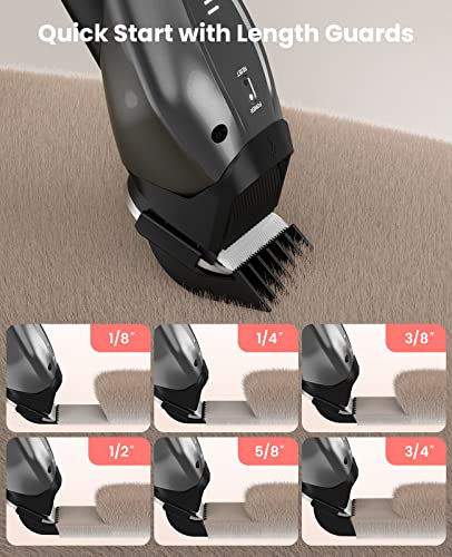 DOG CARE Smart Dog Clippers for Grooming with 3 Speeds, Auxiliary Light, Cordless Professional Dog Grooming Clippers, Low Noise Rechargeable Heavy-Duty Pet Hair Shaver for Dog Cat 2023 Upgraded