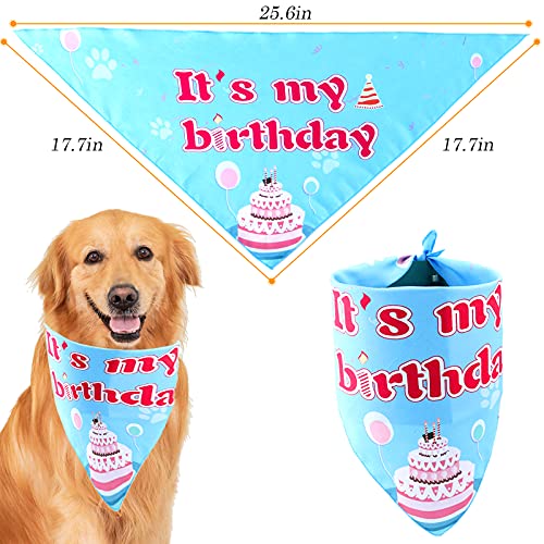 Dog Birthday Party Supplies - Dog Girl Birthday Bandanas Set with Dog Birthday Hat, Scarf, Birthday Banner, Balloons and Bowtie. Puppy Dog Pals Birthday Party Decorations.