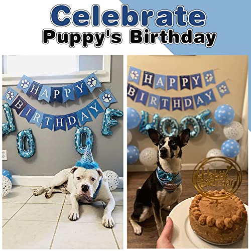 Dog Birthday Party Supplies - Dog Girl Birthday Bandanas Set with Dog Birthday Hat, Scarf, Birthday Banner, Balloons and Bowtie. Puppy Dog Pals Birthday Party Decorations.