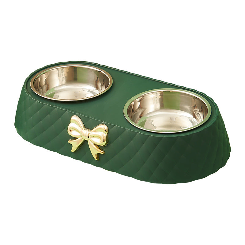 Bowknot Cat Food Bowl PP Cat Bowl