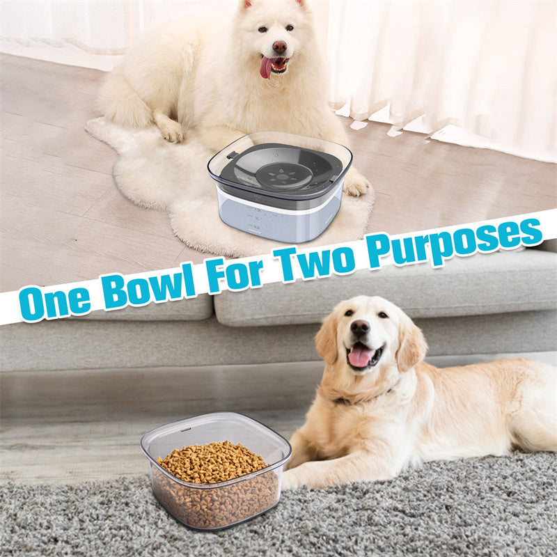 70oz Dog Water Bowl Large Capacity Spill Proof Dog Bowl Transparent 2L Visible Water Level Slow Drinking Bowl For Dogs And Cats Pet Products